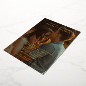 Elegantes Gold Script Overlay Foto Hochzeit Folieneinladung (Gedreht)