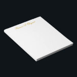 Elegantes Gold Script Personalisiert Notepad Notizblock<br><div class="desc">Elegantes Goldskript personalisiert Notizblock.</div>