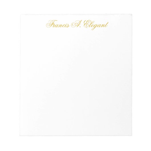 Elegantes Gold Script Personalisiert Notepad Notizblock (Vorderseite)