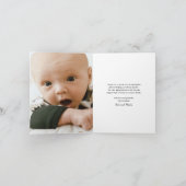 Elegantes Gold Script Petite Baby Foto Dankeskarte (Innenseite)