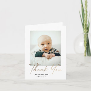 Elegantes Gold Script Petite Baby Foto Dankeskarte
