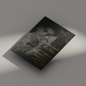 Elegantes Gold Script Portrait Foto Hochzeit Folieneinladung