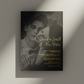 Elegantes Gold Script Portrait Foto Hochzeit Folieneinladung