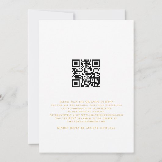 Elegantes Gold Script QR Code Einladung Hochzeitsf (Rückseite)