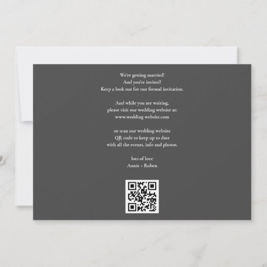 Elegantes Gold Script QR Code Foto Hochzeit Save The Date (Rückseite)