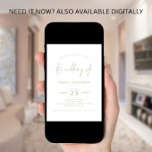 Elegantes Gold Script QR Code Hochzeit Einladung