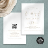 Elegantes Gold Script QR Code Hochzeit Einladung