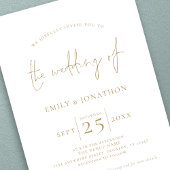 Elegantes Gold Script QR Code Hochzeit Einladung