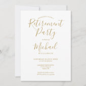 Elegantes Gold Script Retirement Party Einladung (Vorderseite)