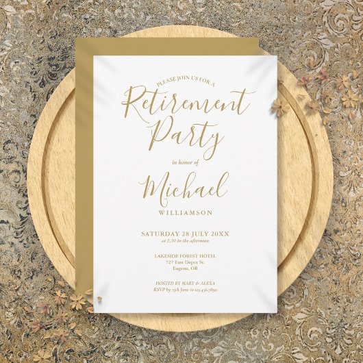 Elegantes Gold Script Retirement Party Einladung