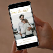 Elegantes Gold Script Save the Date mit Foto Einladung