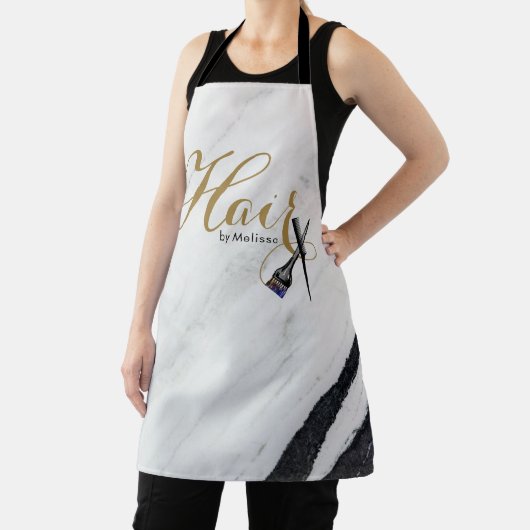 Elegantes Gold Script Schwarz-weiß Marble Hair von Schürze (InSitu)