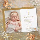 Elegantes Gold Script Taufe Christening Foto Dankeskarte