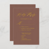 Elegantes Gold Script Terracotta Einfache Hochzeit Begleitkarte (Vorne/Hinten)