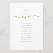 Elegantes Gold Script Tischnummer 1 Sitzplan (Vorderseite)