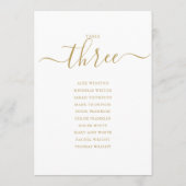 Elegantes Gold Script Tischnummer 3 Sitzplan (Rückseite)