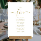 Elegantes Gold Script Tischnummer 5 Sitzplan