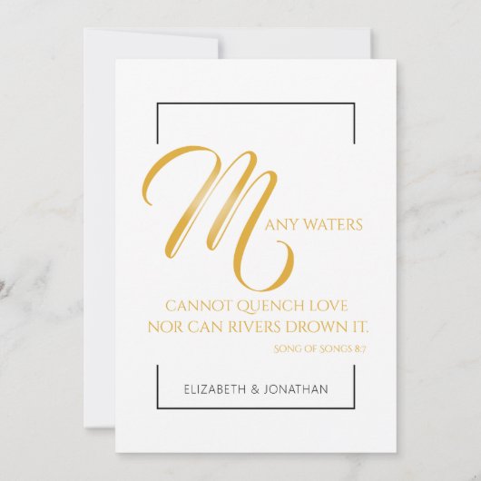 Elegantes Gold Script und Black Scripture Religiou Einladung (Rückseite)