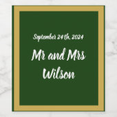 Elegantes Gold-Script und Rahmen auf grünen Weinet Weinetikett (Einzelnes Label)