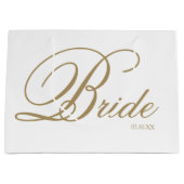 Elegantes Gold Script und White Bride Große Gesche Geschenktüte (Vorderseite)