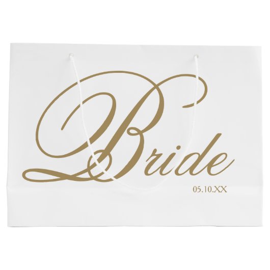 Elegantes Gold Script und White Bride Große Gesche Große Geschenktüte (Rückseite)