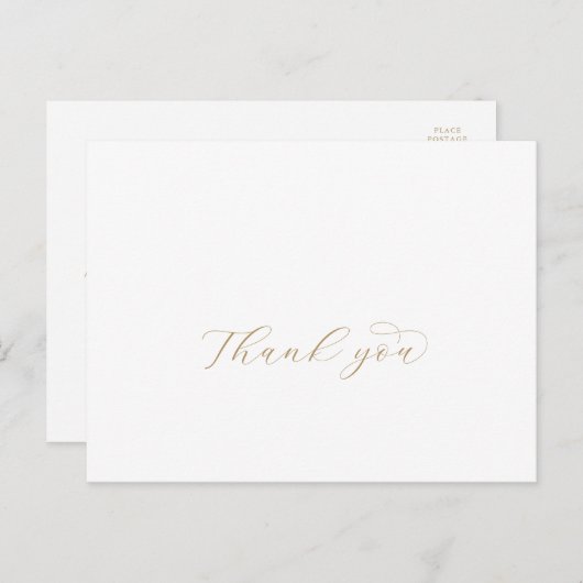 Elegantes Gold Script Vielen Dank Postcard Postkarte (Vorne/Hinten)