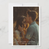 Elegantes Gold Script Wedding Foto Danke Karten (Vorderseite)