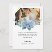 Elegantes Gold Script Wedding Foto Danke Karten (Rückseite)