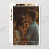 Elegantes Gold Script Wedding Foto Danke Karten (Vorne/Hinten)