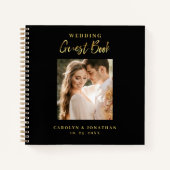 Elegantes Gold Script Wedding Foto Gästebuch Notizblock (Vorderseite)