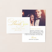 Elegantes Gold Script Wedding Foto Vielen Dank Folienkarte (Anzeige)