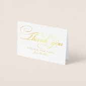 Elegantes Gold Script Wedding Foto Vielen Dank Folienkarte (Vorderseite)