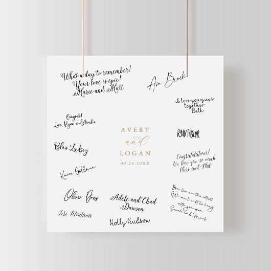 Elegantes Gold Script Wedding Guest Signing Poster