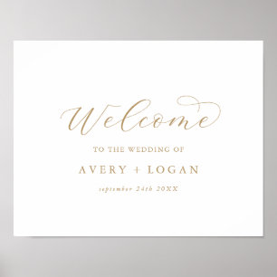 Elegantes Gold Script Wedding Welcome Poster