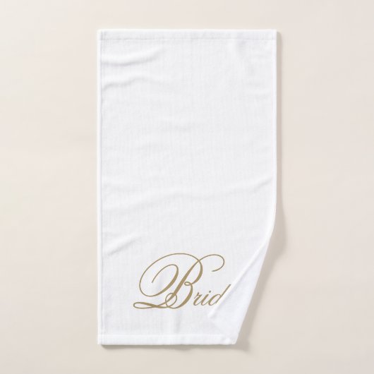 Elegantes Gold Script White Bride Badtuch Set (Handtuch)