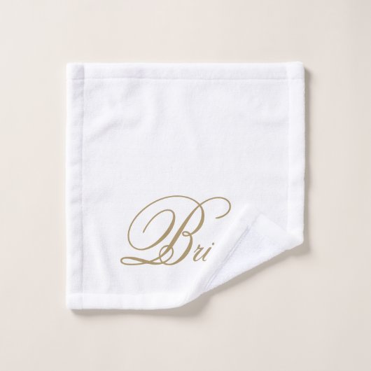 Elegantes Gold Script White Bride Badtuch Set (Waschlappen)