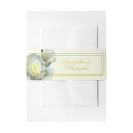 Elegantes Gold Script, White Rose Doppelrahmen Einladungsbanderole