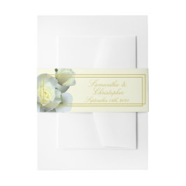 Elegantes Gold Script, White Rose Doppelrahmen Einladungsbanderole