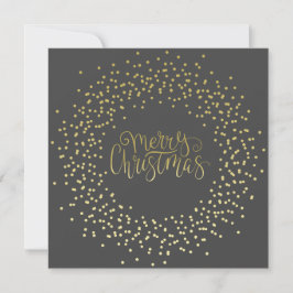 Elegantes Gold Script & Wreath Black Christmas Feiertagskarte