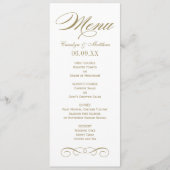 Elegantes Gold Scroll Wedding Monogram Menükarte (Vorderseite)