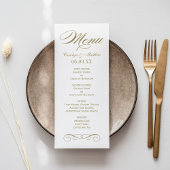 Elegantes Gold Scroll Wedding Monogram Menükarte