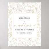 Elegantes Gold Sea Ocean Brautparty Willkommen Poster (Vorne)