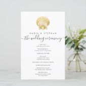 Elegantes Gold Seashell Budget Hochzeitsprogramm (Stehend Vorderseite)