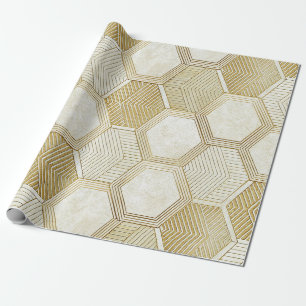 Elegantes Gold-Sechseck-Geometrie-Muster - Marmor Geschenkpapier