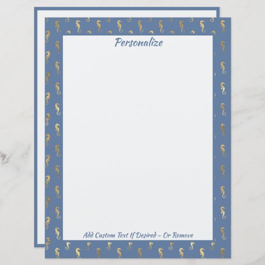 Elegantes Gold Seepferde Ocean Beach Thema (Vorne/Hinten)