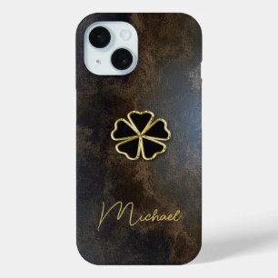 Elegantes Gold Shamrock, Klee-Leder-Optik Case-Mate iPhone Hülle