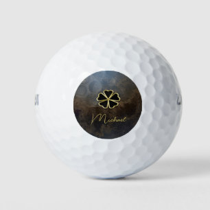 Elegantes Gold Shamrock, Klee-Leder-Optik Golfball
