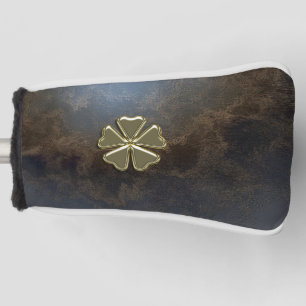 Elegantes Gold Shamrock, Leder-Optik Golf Headcover
