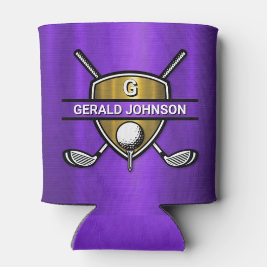 Elegantes Gold Shield-Monogramm-Design Dosenkühler (Rückseite)