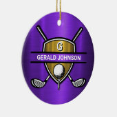 Elegantes Gold Shield-Monogramm-Design Keramik Ornament (Rechts)